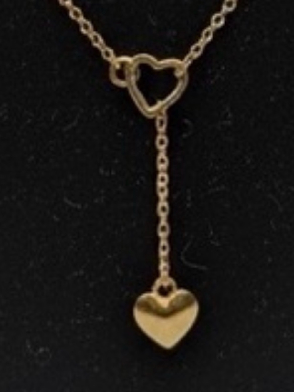🧚🏻‍♀️ Gold Tone Heart Drop Necklace – Delicate Minimalist Y Necklace Adjustable